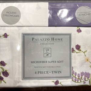Lavender & Cream Twin bed sheet set with two pillowcases and deep twin fitted